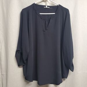 Maurices Black Blouse With Roll Up Sleeves